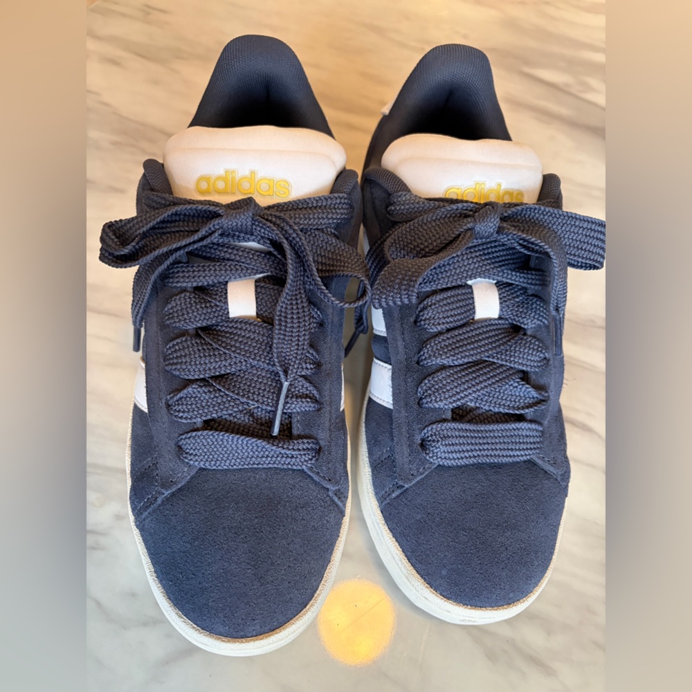 Adidas Navy and White Sneakers with Gold Accents - Picture 4 of 6